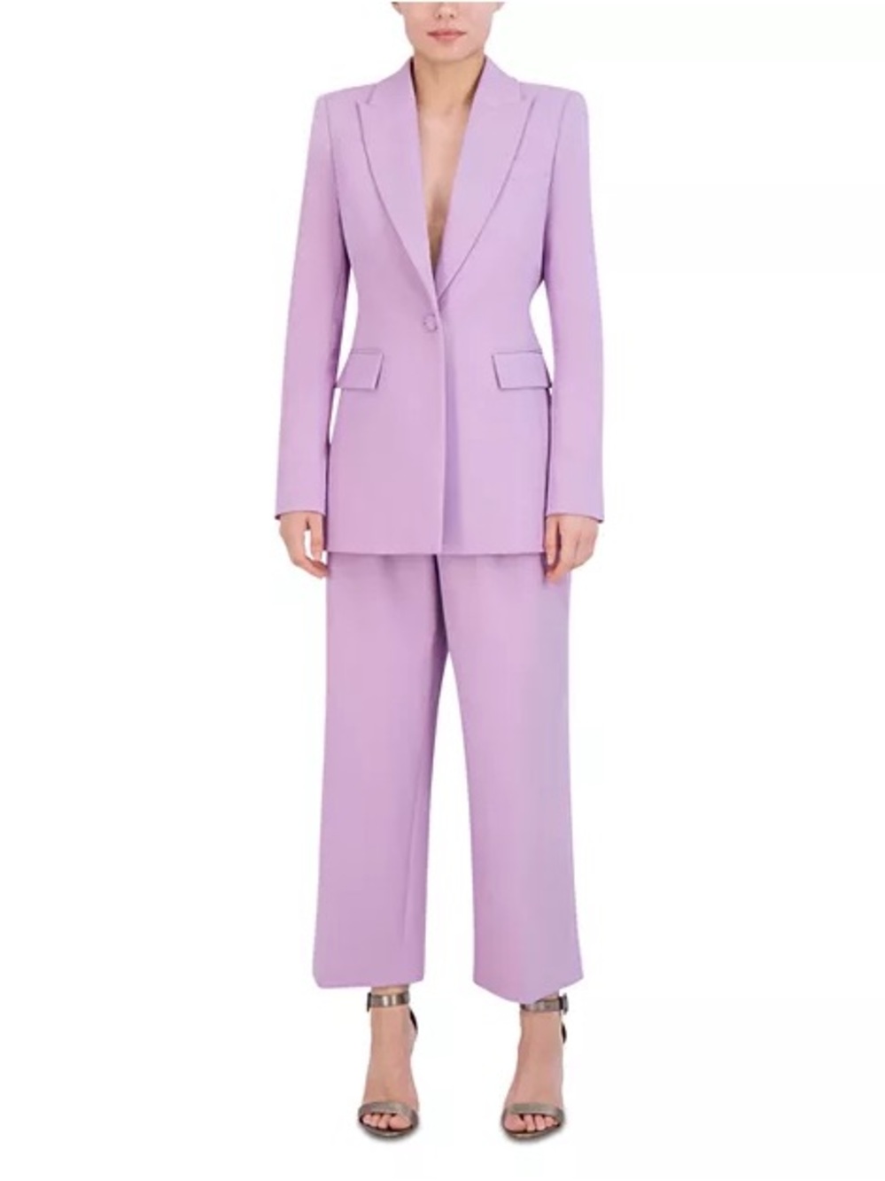BCBGMaxAzria Lavender Tailored Blazer and Wide-Leg Trousers
